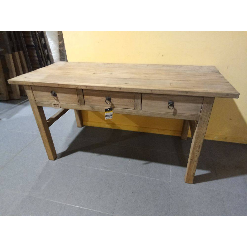 MESA OLMO MACIZA 169X75X85 3 CAJONES 