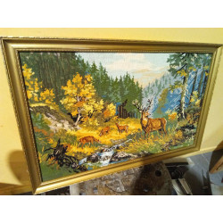 CUADRO PUNTO CRUZ ESCENA CAZA