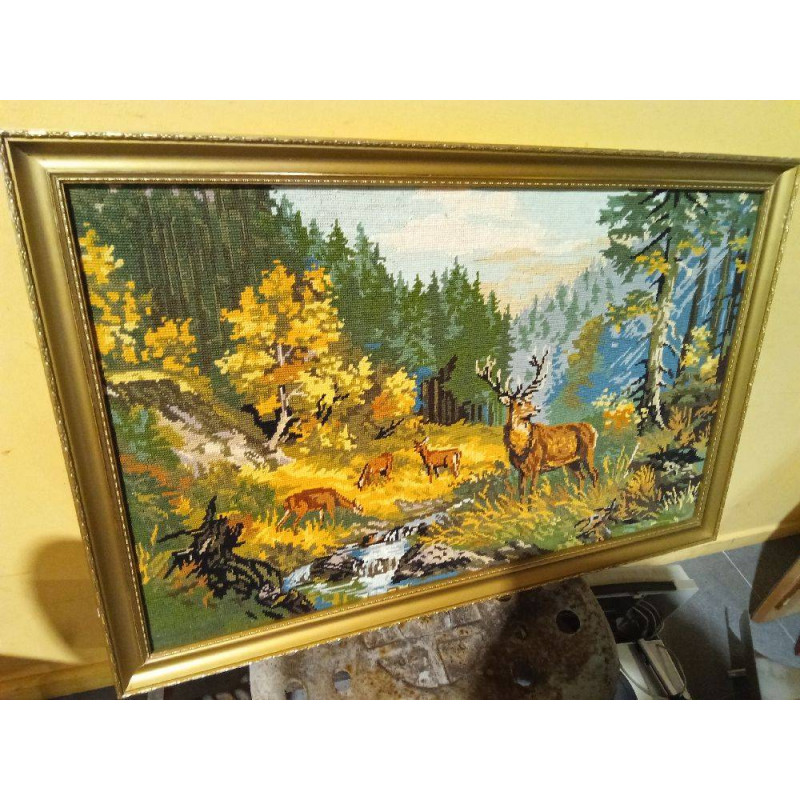 CUADRO PUNTO CRUZ ESCENA CAZA