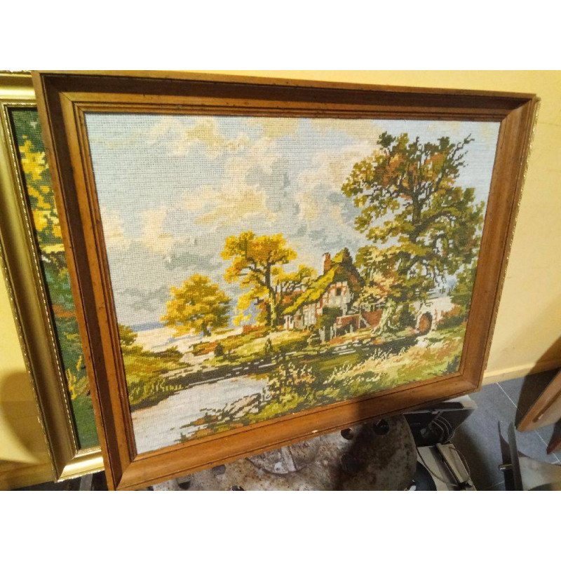 CUADRO PUNTO DE CRUZ ESCENA CAMPESTRE