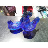 PAREJA GALLO Y GALLINA CRISTAL AZUL COBALTO
