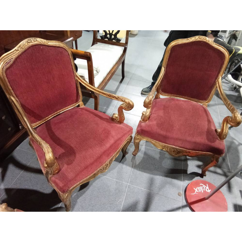 SILLON DORADO TAPIZADO LUIS XV