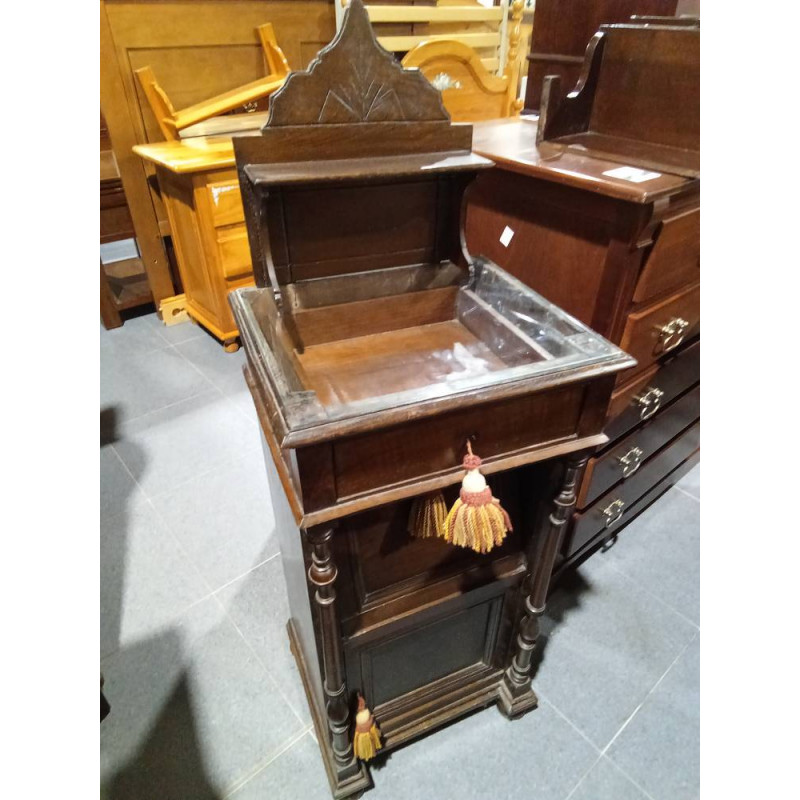 MESITA EXPOSITORA ANTIGUA MADERA BORLAS