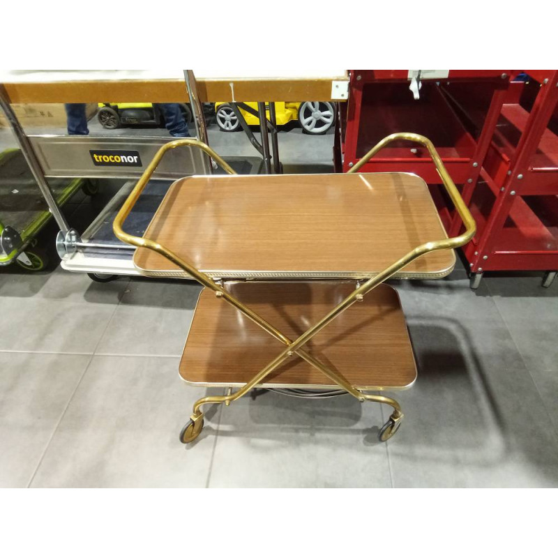 CARRITO DE BAR PLEGABLE VINTAGE ACABADO LATON AÑOS 50