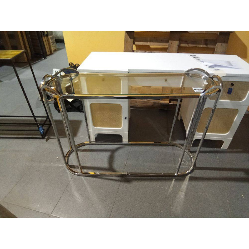 CONSOLA METAL CRISTAL 115,5X36,5X78 PLATEADO