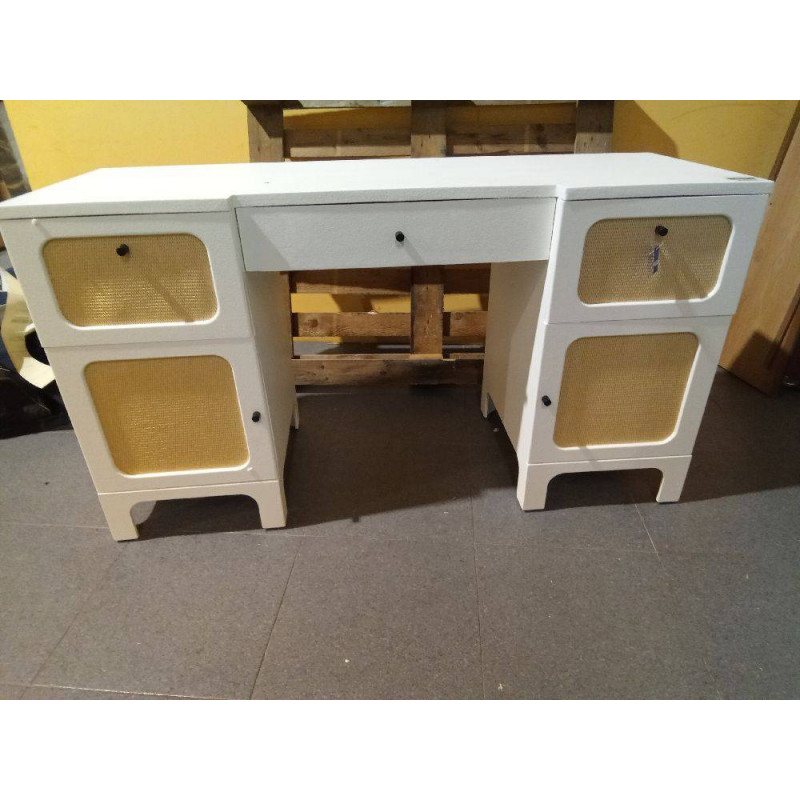 ESCRITORIO ABETO RATAN 140X50X76 BLANCO