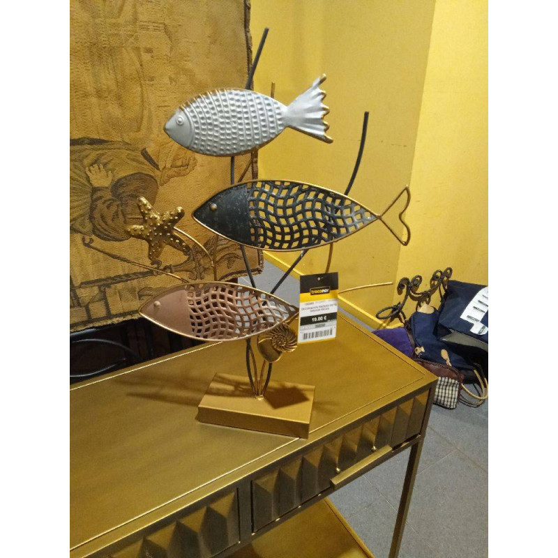 DECORACION MADERA METAL 39X8X55 PECES