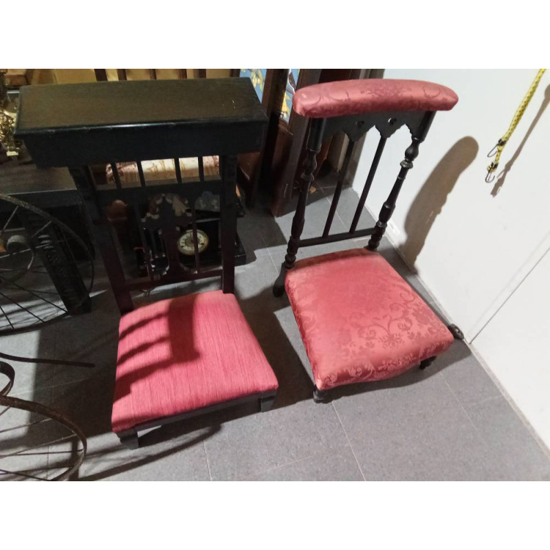 RECLINATORIO ANTIGUO NEGRO MADERA TAPIZADO