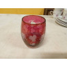 VASO CRISTAL TALLADO ROJIZO