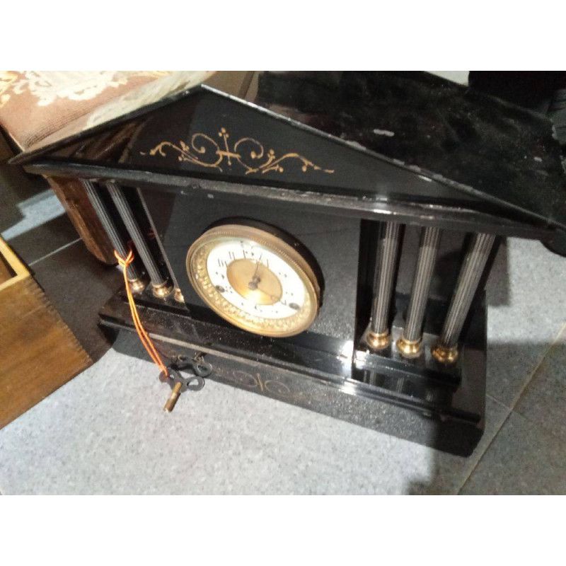 ANTIGUO RELOJ VICTORIANO MARMOL NEGRO