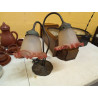 LÁMPARA ANTIGUA SOBREMESA 2 TULIPAS (ART NOUVEAU)