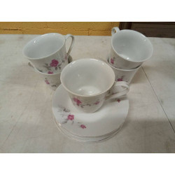 5 TAZAS Y PLATOS FLORES ROSAS