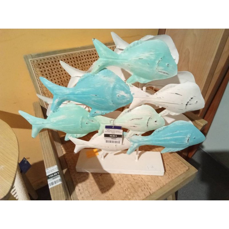 DECORACION HIERRO 60X15X53 PECES PINTADO A MANO