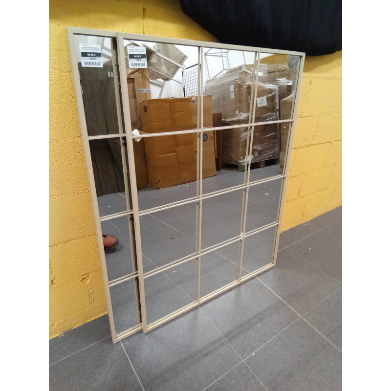 ESPEJO HIERRO CRISTAL 90X1X120 VENTANA BEIGE