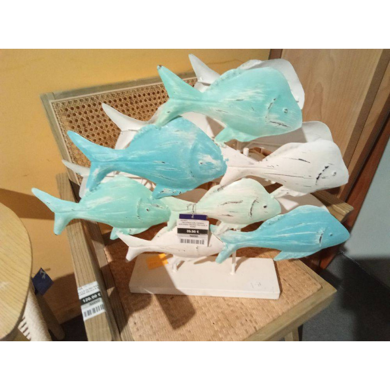 DECORACION HIERRO 60X15X53 PECES PINTADO A MANO