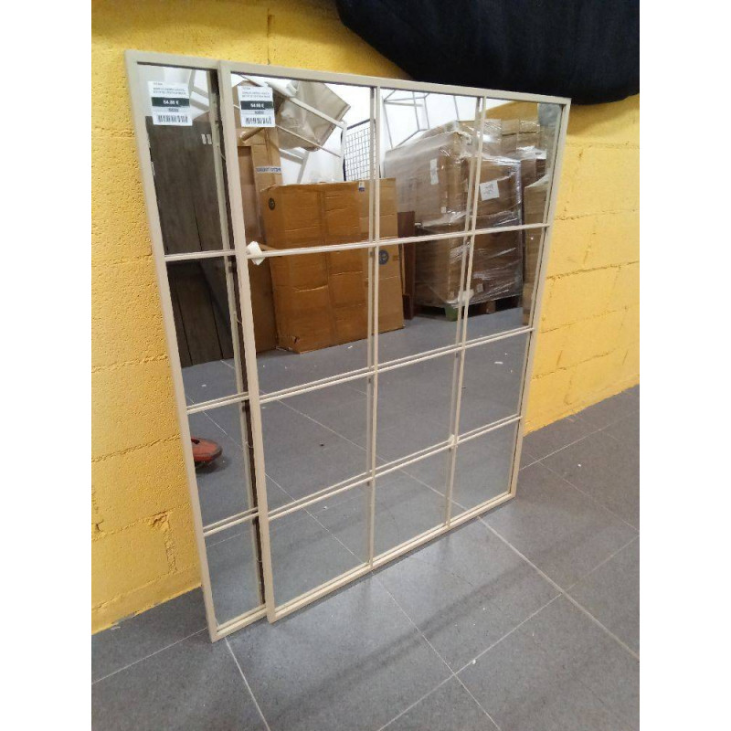 ESPEJO HIERRO CRISTAL 90X1X120 VENTANA BEIGE