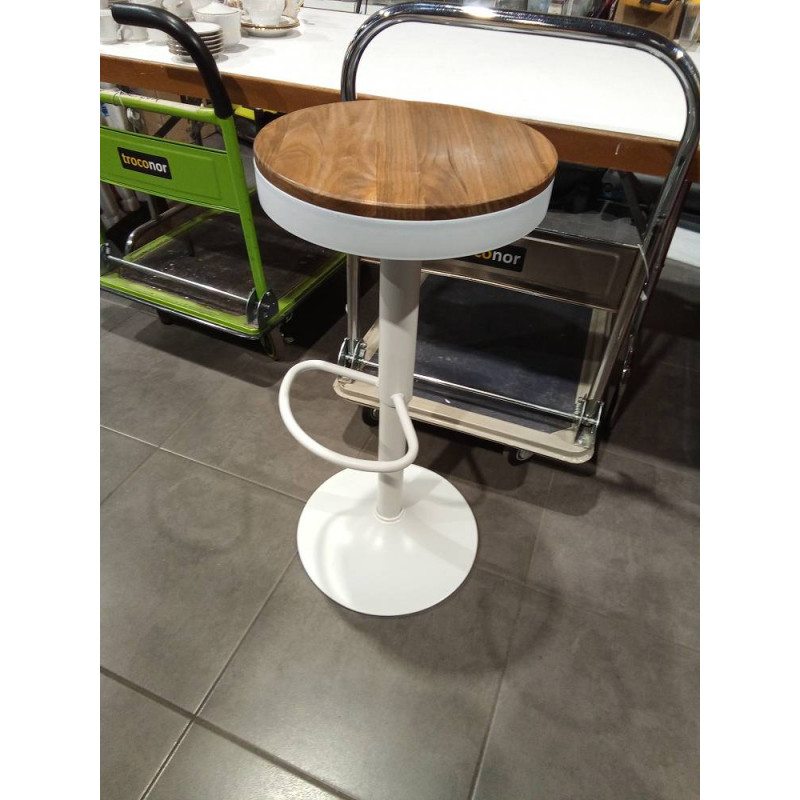 TABURETE ELEVABLE BLANCO Y MADERA