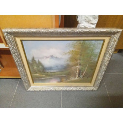 ÓLEO LAGO Y MONTAÑA 