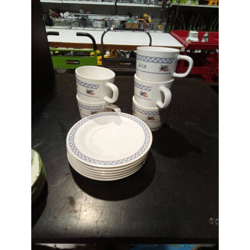 LOTE DE 5 TAZAS CON PLATO