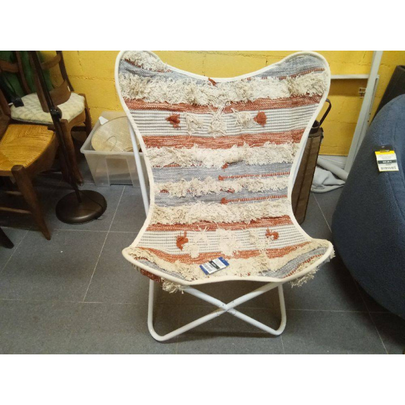 SILLON ALGODON HIERRO 74X65X90 MARIPOSA NARANJA