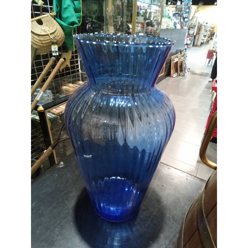 JARRÓN CRISTAL AZUL