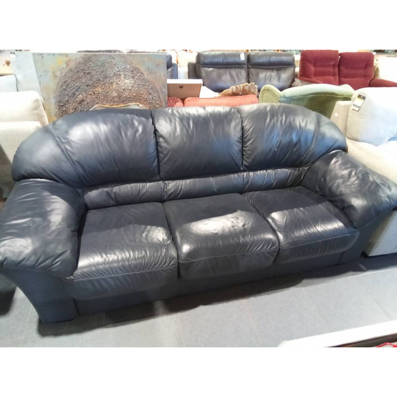 SOFA 3 PLAZAS AZUL PIEL