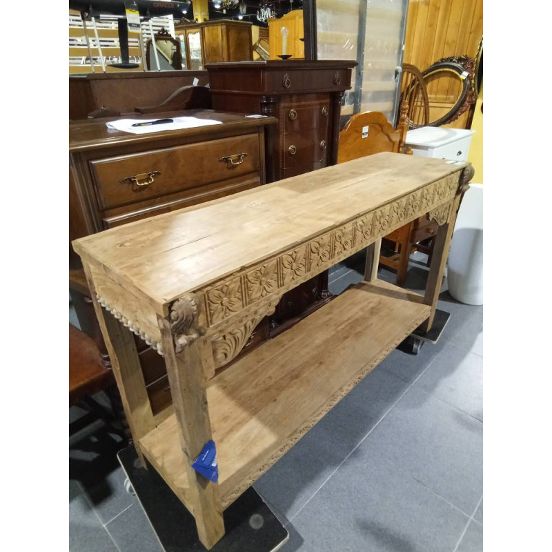 CONSOLA TECA RECICLADA 140X37X80 TALLADA