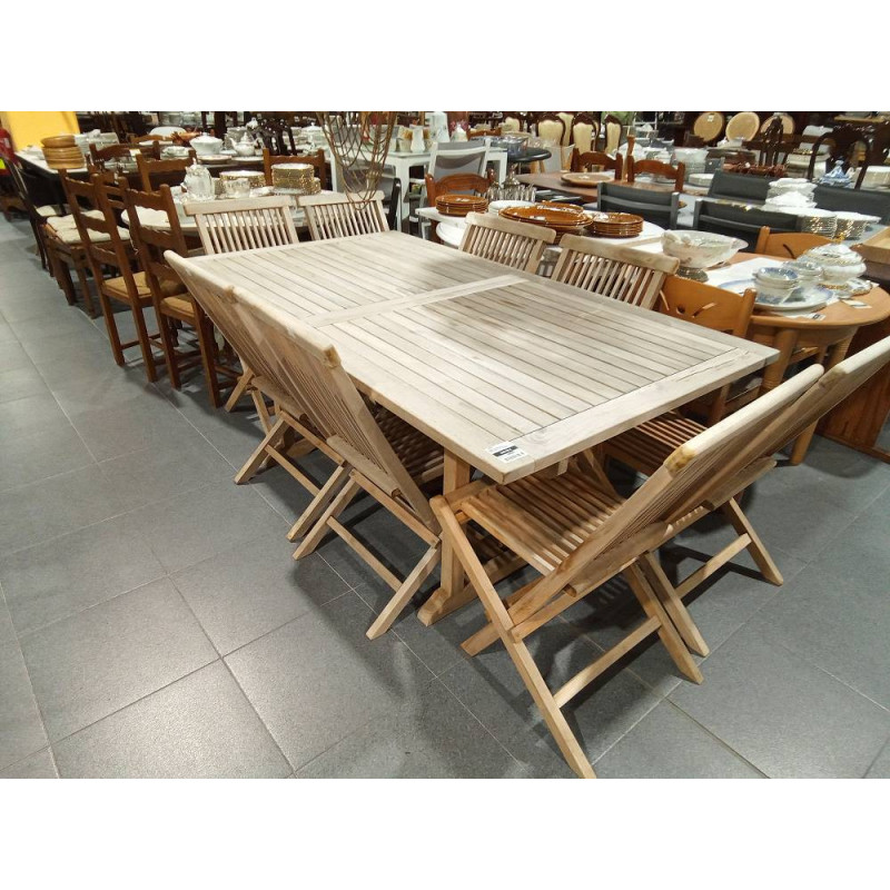 MESA COMEDOR SET 9 TECA 180X100X75 EXTENSIBLE A 24