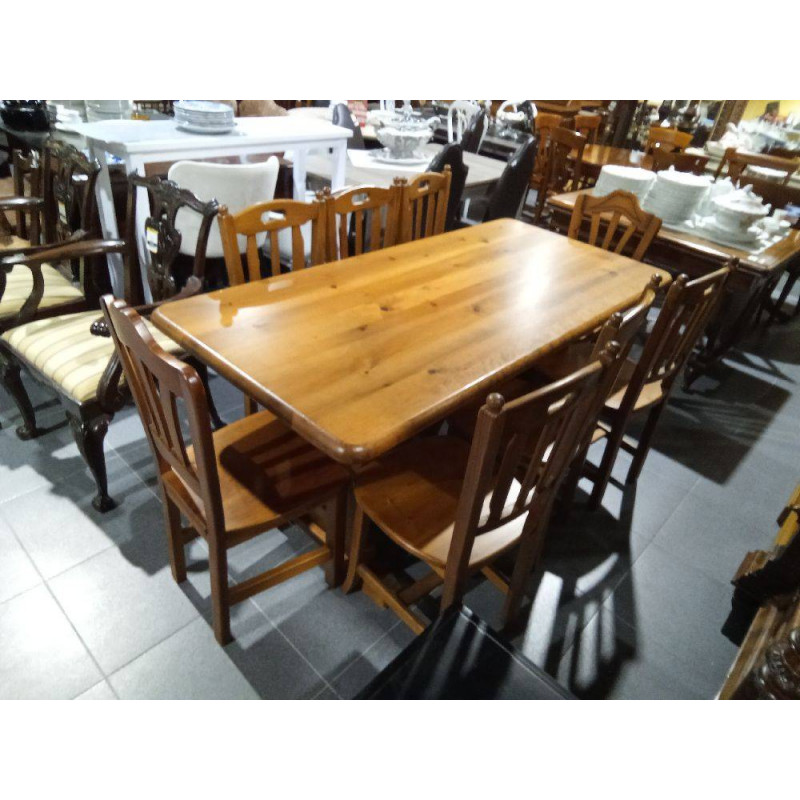 MESA MADERA 180X85CM+8 SILLAS