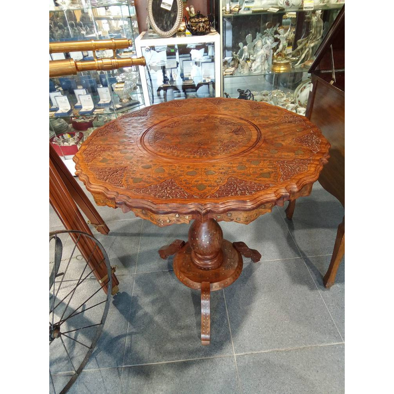 MESA ORNAMENTADA ANGLO INDIA INCRUSTACIONES LATON