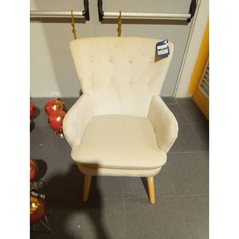 BUTACA POLIESTER MADERA 67X70X95 BEIGE