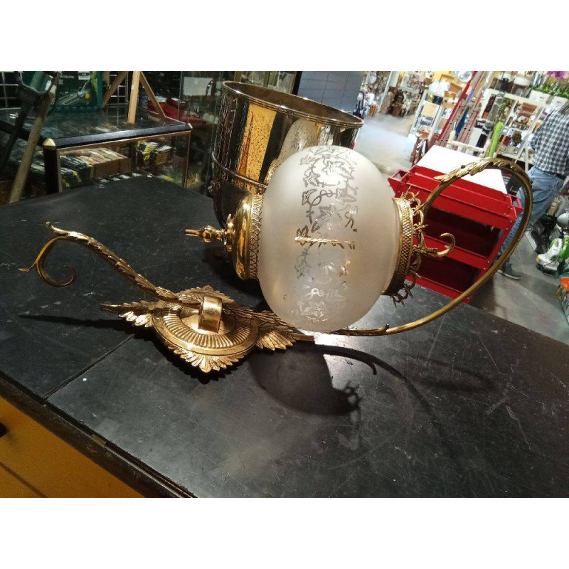APLIQUE PARED ANTIGUO BRONCE CRISTAL 
