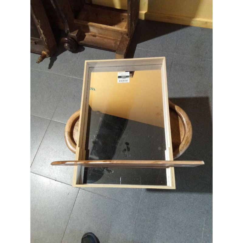 ESPEJO MDF 60X60 NATURAL CON ESTANTE