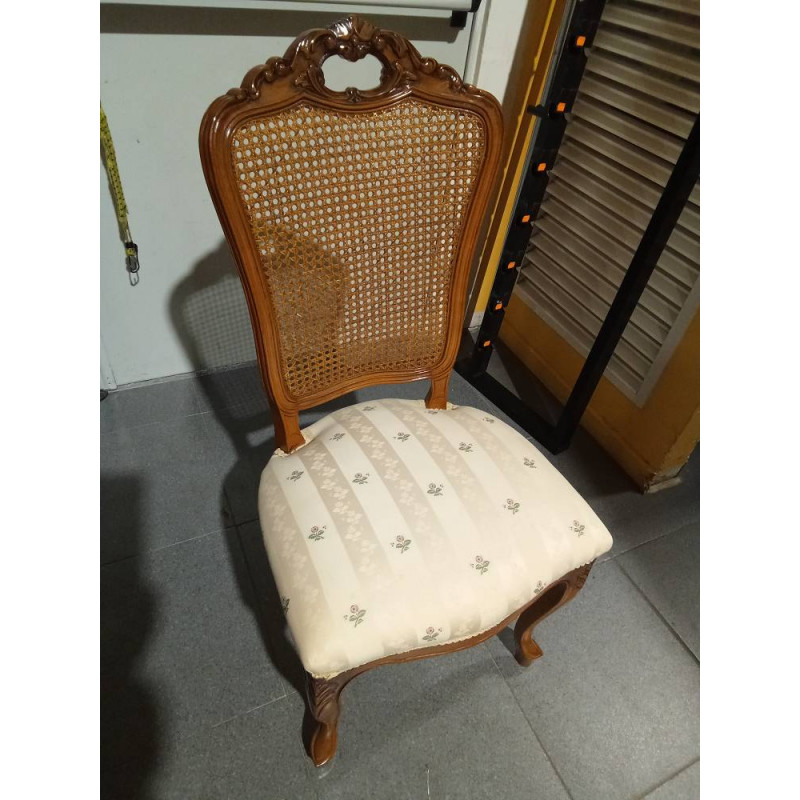 SILLA MADERA REJILLA TAPIZADA