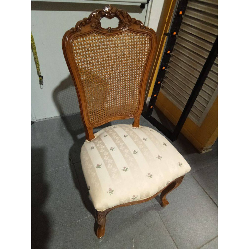 SILLA MADERA REJILLA TAPIZADA