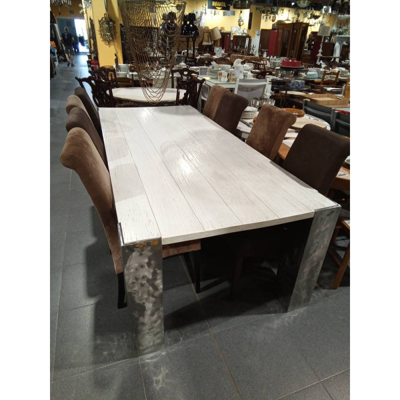 MESA DISEÑO MADERA ALUMINIO  108X247 
