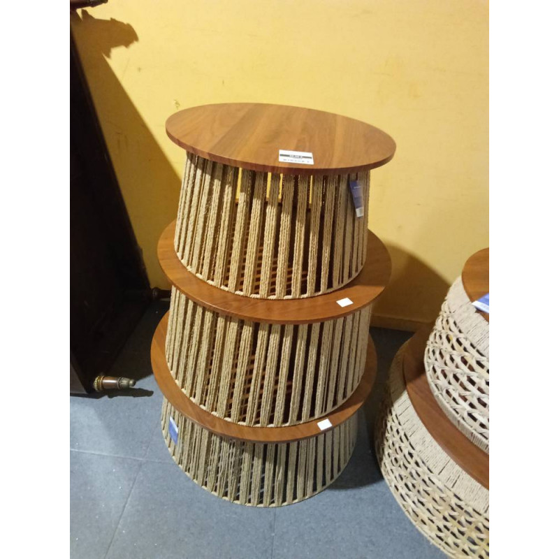MESA CENTRO SET 3 FIBRA MDF 66X66X34 MARRON