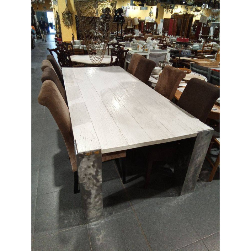 MESA DISEÑO MADERA ALUMINIO  108X247 