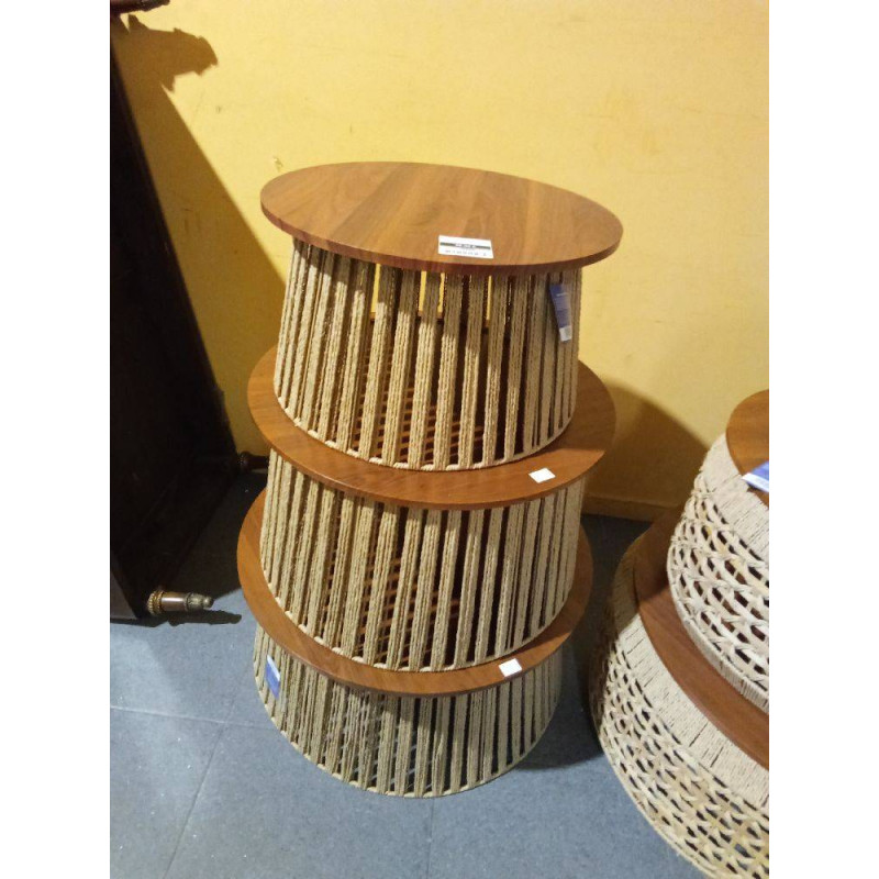 MESA CENTRO SET 3 FIBRA MDF 66X66X34 MARRON