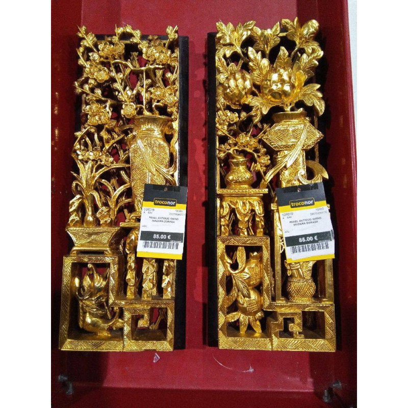 PANEL ANTIGUO CHINO MADERA DORADA
