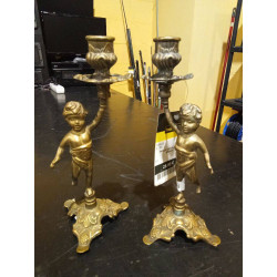PAREJA CANDELABROS BRONCE