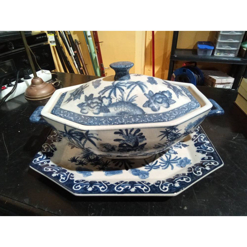 SOPERA CHINA CON FUENTE, AZUL CREQUELADA