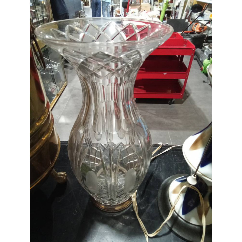 JARRÓN CRISTAL TALLADO PLATA