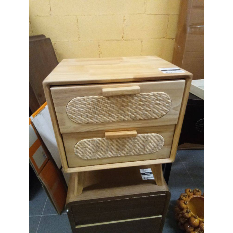 MESITA DE NOCHE RUBBERWOOD RATAN 40X30X48 NATURAL