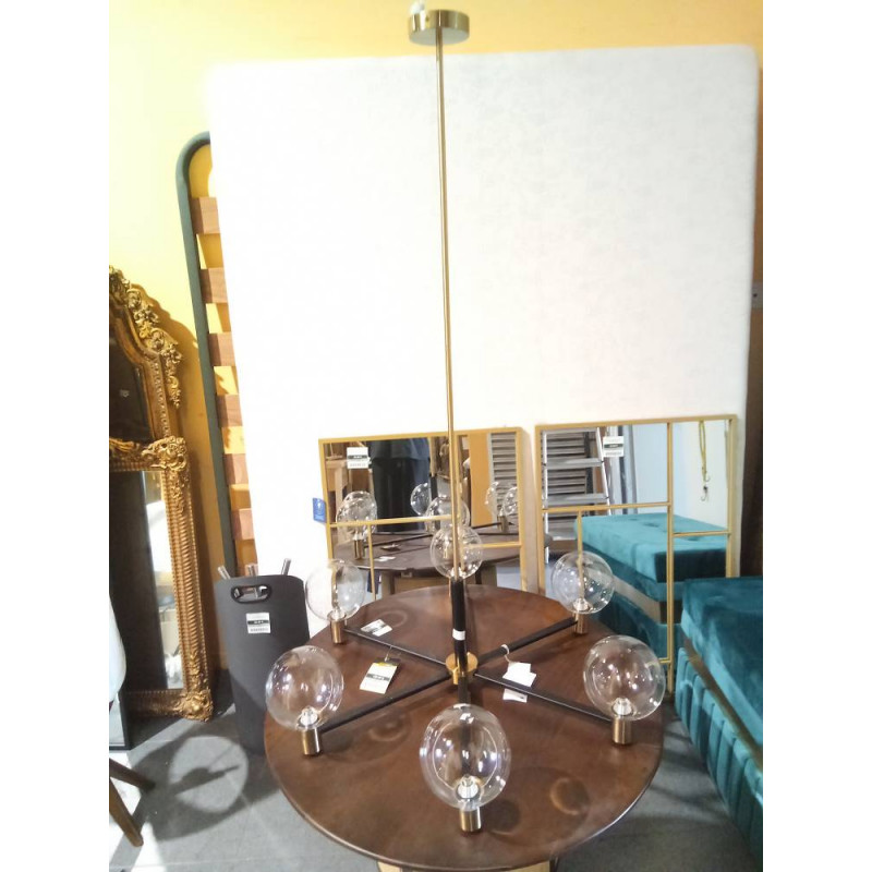 LAMPARA TECHO METAL CRISTAL 83X128 BOLAS NEGRO