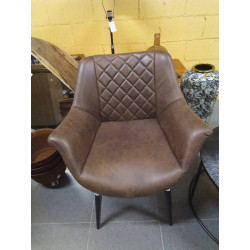 SILLA PU METAL MARRON