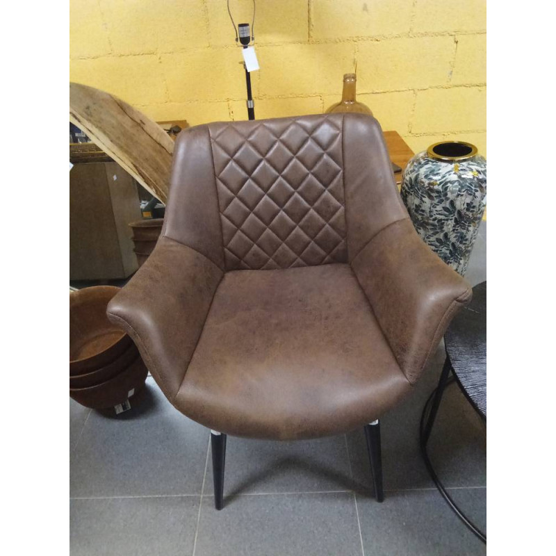 SILLA PU METAL MARRON
