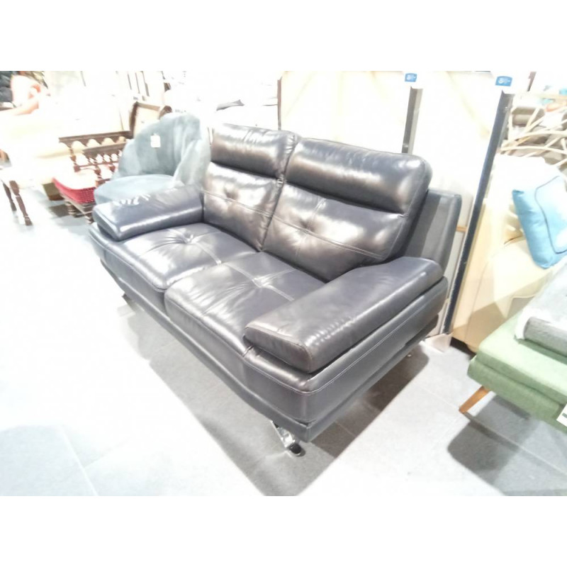 SOFA DISEÑO 2 PLAZAS PIEL AZUL MARINO