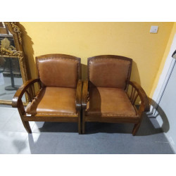BUTACA MADERA Y CUERO