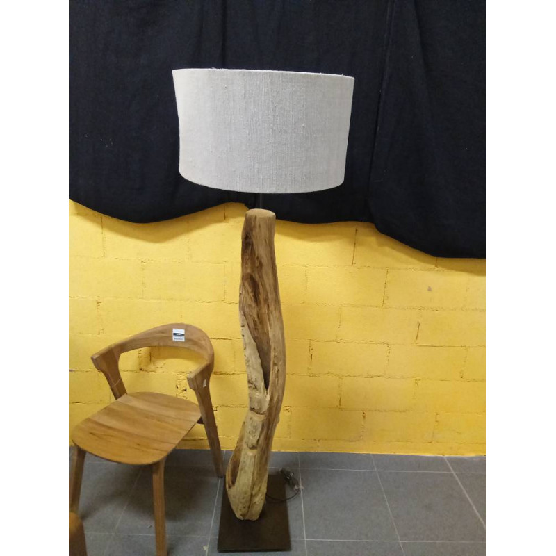 LAMPARA PIE TEKA HIERRO 55X55X185 HECHOA MANO